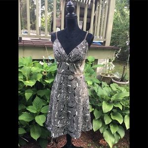 Loft brown vintage classic paisley dress petite